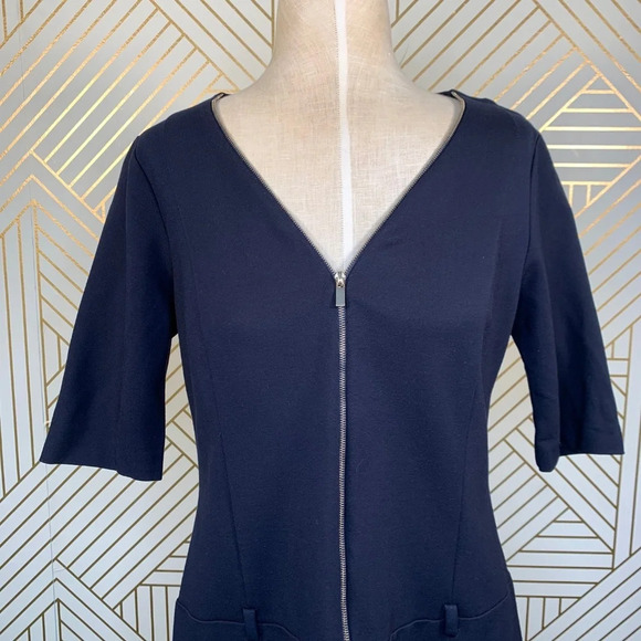 Joseph Ribkoff Navy Blue Zip Front‎ Ponte Dress - Picture 2 of 8